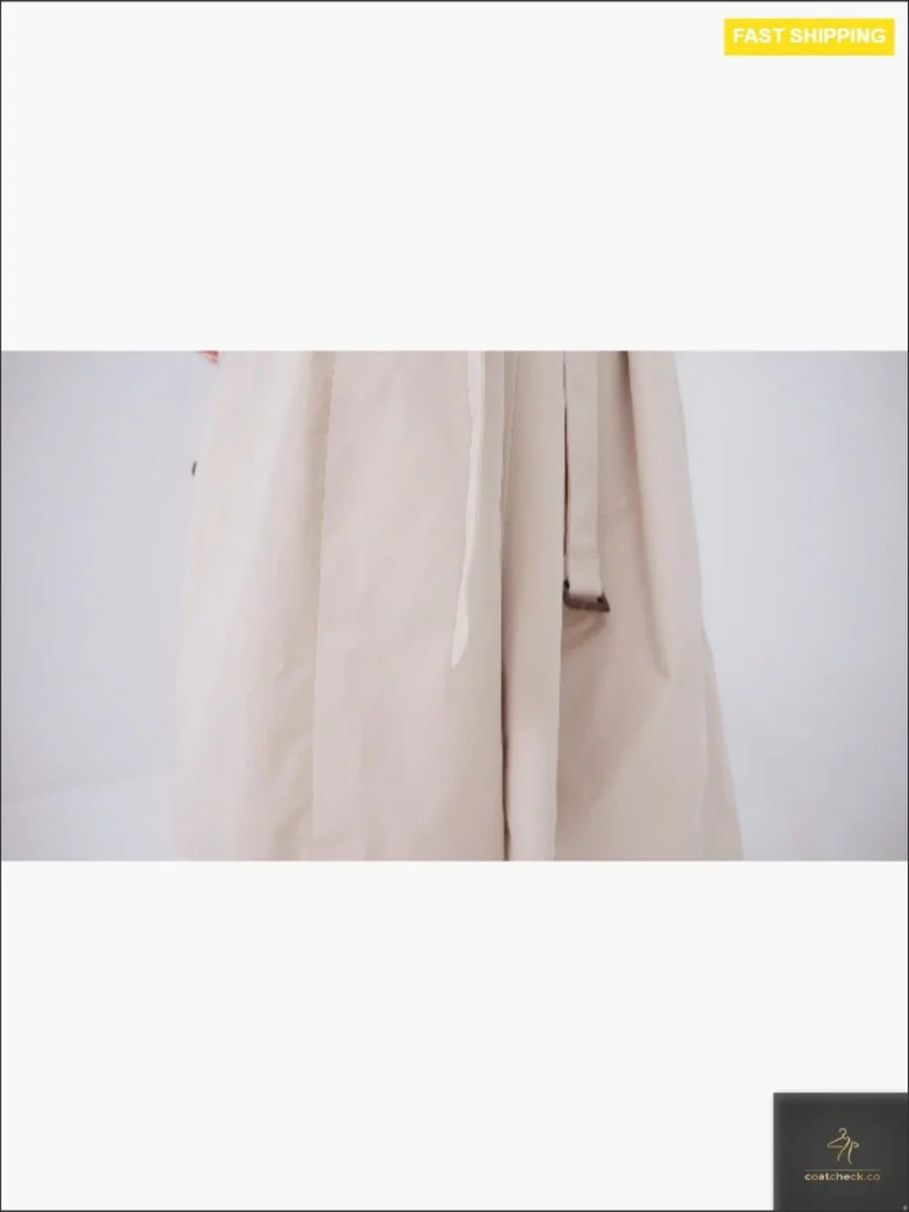 Oversized Double Breasted Trench Coat Classic Elegant Chic Belted Overcoat - Picture 7 of 7